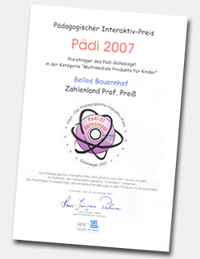 Urkunde PÄDI Gütesiegel 2007 für Bellos Bauernhof